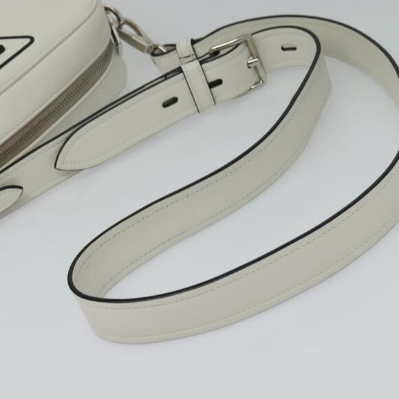 PRADA Shoulder Bag Leather White Silver - Picture 7 of 13